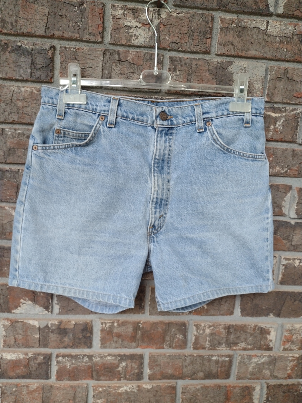 Vintage 90s Levi's 505 Light Wash Denim Shorts Fit 34X5 Orange Tab Made In USA